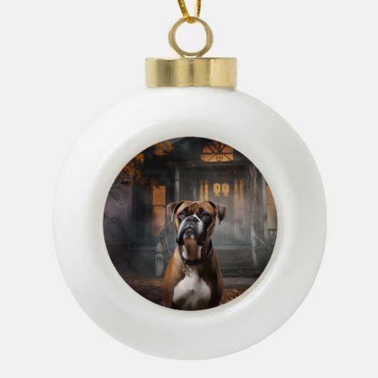 Boxer Halloween eng Keramische Bal Ornament (Voorkant)