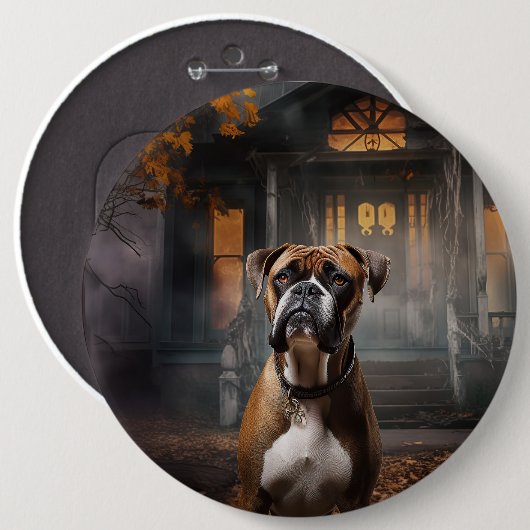 Boxer Halloween eng Ronde Button 6,0 Cm (Voorkant /achterkant)