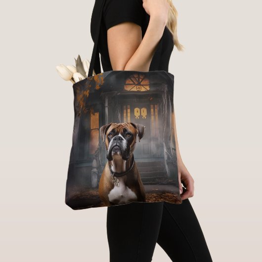 Boxer Halloween eng Tote Bag (Dichtbij)