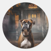 Boxer Halloween Griezelen Ronde Sticker (Voorkant)