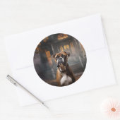 Boxer Halloween Griezelen Ronde Sticker (Envelop)