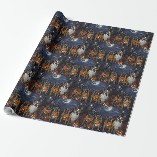 Boxer Halloween Griezelig Cadeaupapier (Uitgerold)