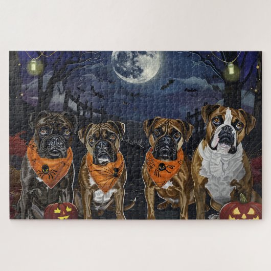 Boxer Halloween Griezelig Legpuzzel (Horizontaal)