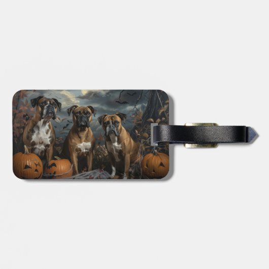 Boxer Halloween Nacht Hondendelight Bagagelabel (Achterkant horizontaal)