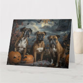Boxer Halloween Nacht Hondendelight Kaart (Voorkant)