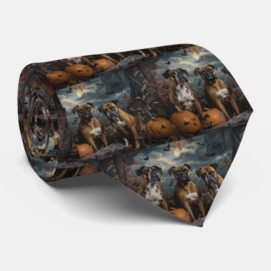 Boxer Halloween Nacht Hondendelight Stropdas (Opgerold)