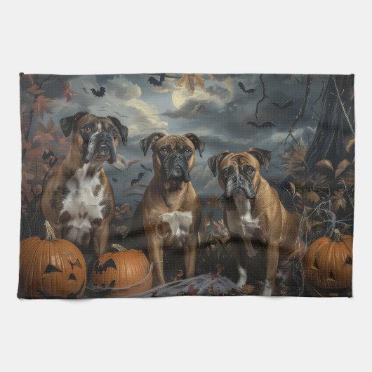 Boxer Halloween Nacht Hondendelight Theedoek (Horizontaal)