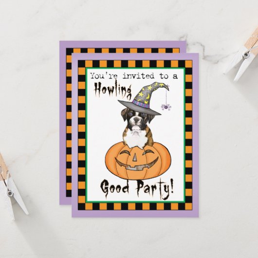 Boxer Halloween Uitnodiging (Voorkant / Achterkant in situ)