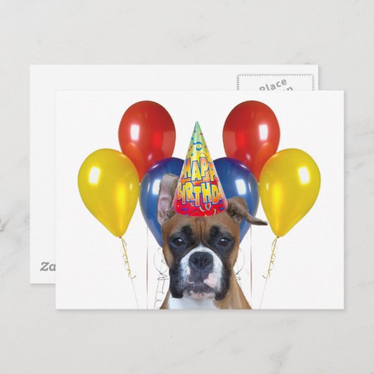 Boxer Happy Birthday Briefkaart (Voorkant / Achterkant)