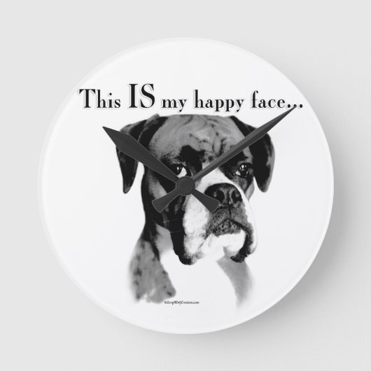 Boxer Happy Face Ronde Klok (Voorkant)