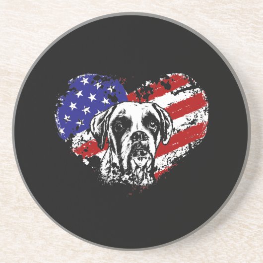 Boxer hart zandsteen onderzetter (Voorkant)