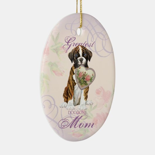 Boxer Heart Mam Keramisch Ornament (Rechts)