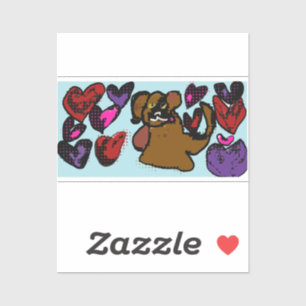 Boxer Hearts Two-Tone koffie Mok Wooden Box Sign M Sticker