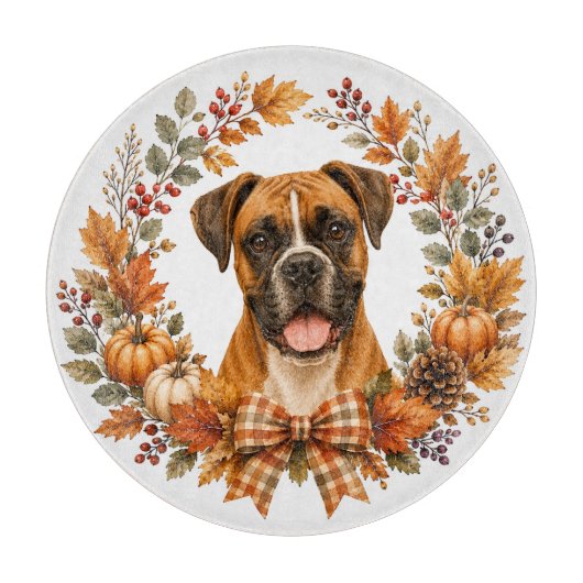 Boxer Herfstkrans Snijplank (Voorkant)