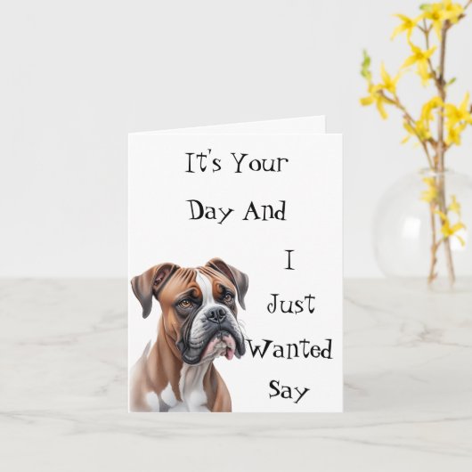 Boxer, het is jouw verjaardag kaart (Gele Bloem)