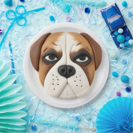 Boxer Hond 3D Geïnspireerd Papieren Bordje (Feest)