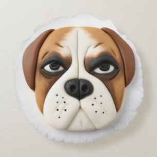Boxer Hond 3D Geïnspireerd  Rond Kussen
