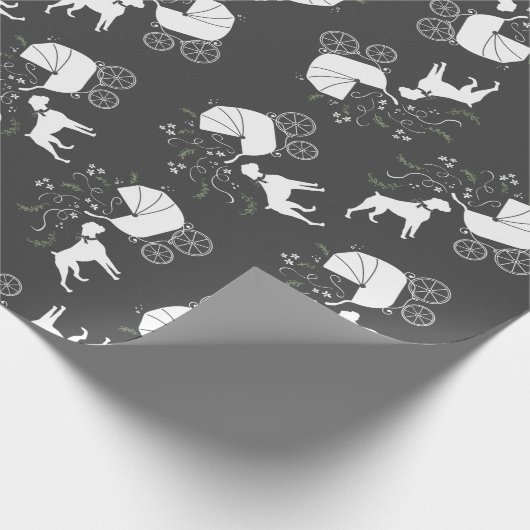 Boxer Hond Baby shower Puppy Cadeaupapier (Hoek)