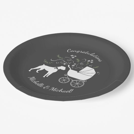 Boxer Hond Baby shower Puppy Papieren Bordje (Gekanteld)