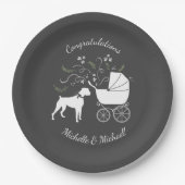 Boxer Hond Baby shower Puppy Papieren Bordje (Voorkant)