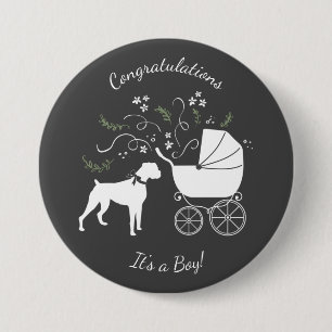 Boxer Hond Baby shower Puppy Ronde Button 7,6 Cm