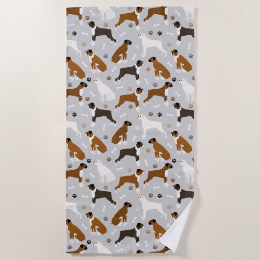 Boxer Hond Botten en Poten Strandlaken (Voorkant)