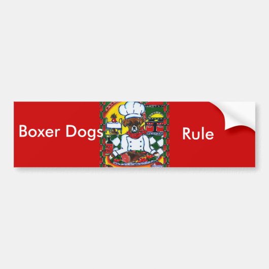 Boxer Hond Chef Bumpersticker (Voorkant)