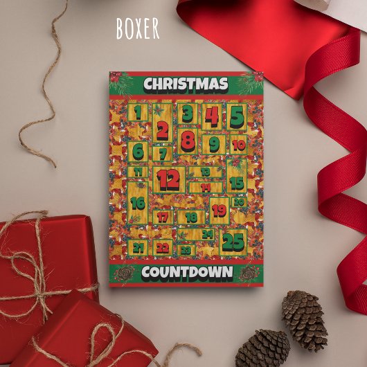 Boxer Hond Countdown Kerstmis Adventkalender Feestdagenkaart