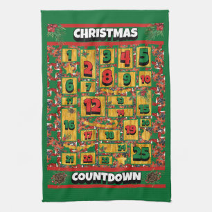 Boxer Hond Countdown Kerstmis Adventkalender Theedoek