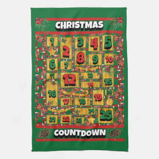 Boxer Hond Countdown Kerstmis Adventkalender Theedoek (Verticaal)