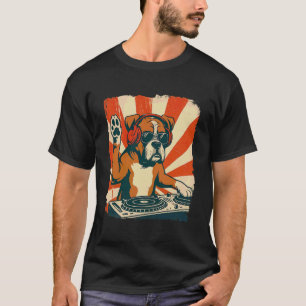Boxer Hond DJ House Muziek Retro Hondenliefhebber T-shirt