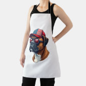 Boxer Hond Draagt Wit Rood Blauw Schort (Insitu)