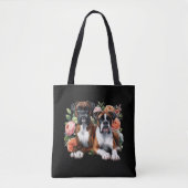 Boxer Hond Duo Tussen De Bloemen Tote Bag (Voorkant)