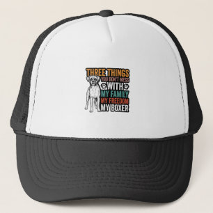 Boxer Hond Familie Vrijheid Vintage T-shirt Ontwer Trucker Pet