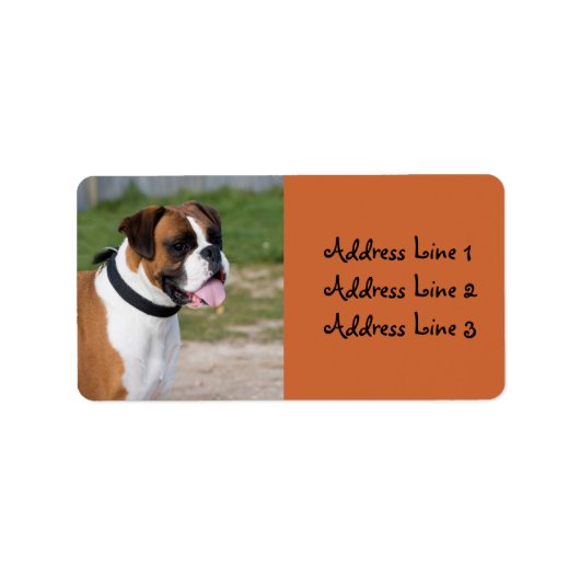 Boxer Hond Foto Adres Label (Voorkant)