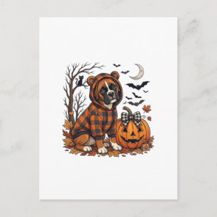 Boxer Hond Geruite Hoodie Halloween Pompoen Vleerm Briefkaart