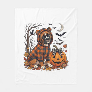 Boxer Hond Geruite Hoodie Halloween Pompoen Vleerm Fleece Deken