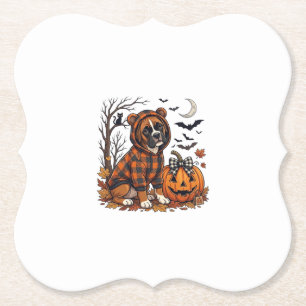 Boxer Hond Geruite Hoodie Halloween Pompoen Vleerm Kartonnen Onderzetters