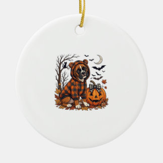 Boxer Hond Geruite Hoodie Halloween Pompoen Vleerm Keramisch Ornament