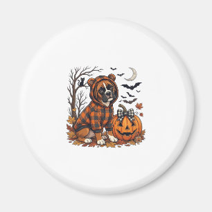 Boxer Hond Geruite Hoodie Halloween Pompoen Vleerm Magneet