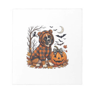 Boxer Hond Geruite Hoodie Halloween Pompoen Vleerm Notitieblok