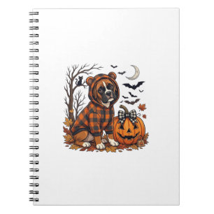 Boxer Hond Geruite Hoodie Halloween Pompoen Vleerm Notitieboek