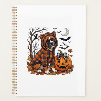 Boxer Hond Geruite Hoodie Halloween Pompoen Vleerm Planner