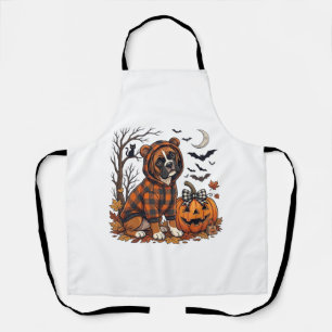 Boxer Hond Geruite Hoodie Halloween Pompoen Vleerm Schort
