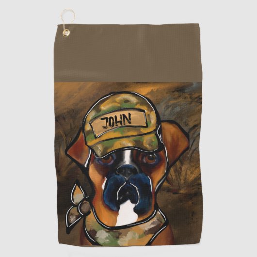 Boxer Hond Golfhanddoek (Voorkant)