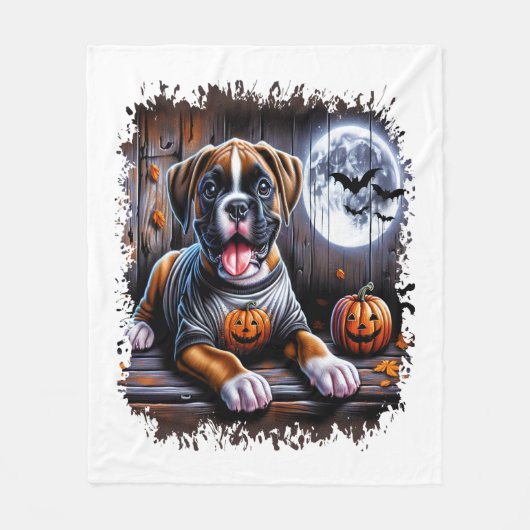 Boxer Hond Halloween Fleece Deken (Voorkant)