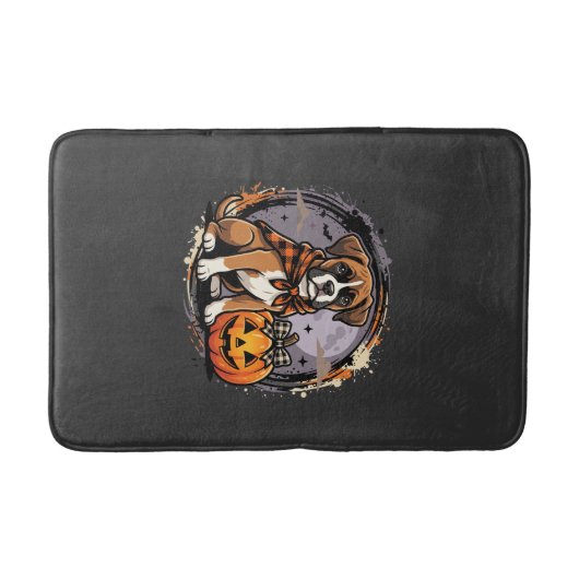 Boxer Hond Halloween Pompoen Sublimatie Badmat (Voorkant)
