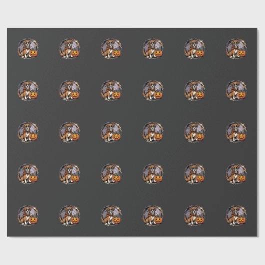 Boxer Hond Halloween Pompoen Sublimatie Cadeaupapier (Vlak)