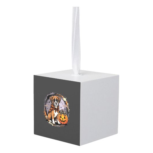 Boxer Hond Halloween Pompoen Sublimatie Decoratie (Achter hoekig)