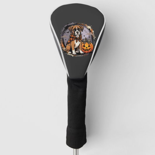 Boxer Hond Halloween Pompoen Sublimatie Golfheadcover (Voorkant)